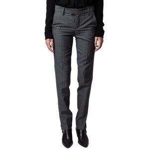 ZADIG & VOLTAIRE 40 Prune Zip Stripe Gray Wool Blend Career Trouser Pant LoWaist